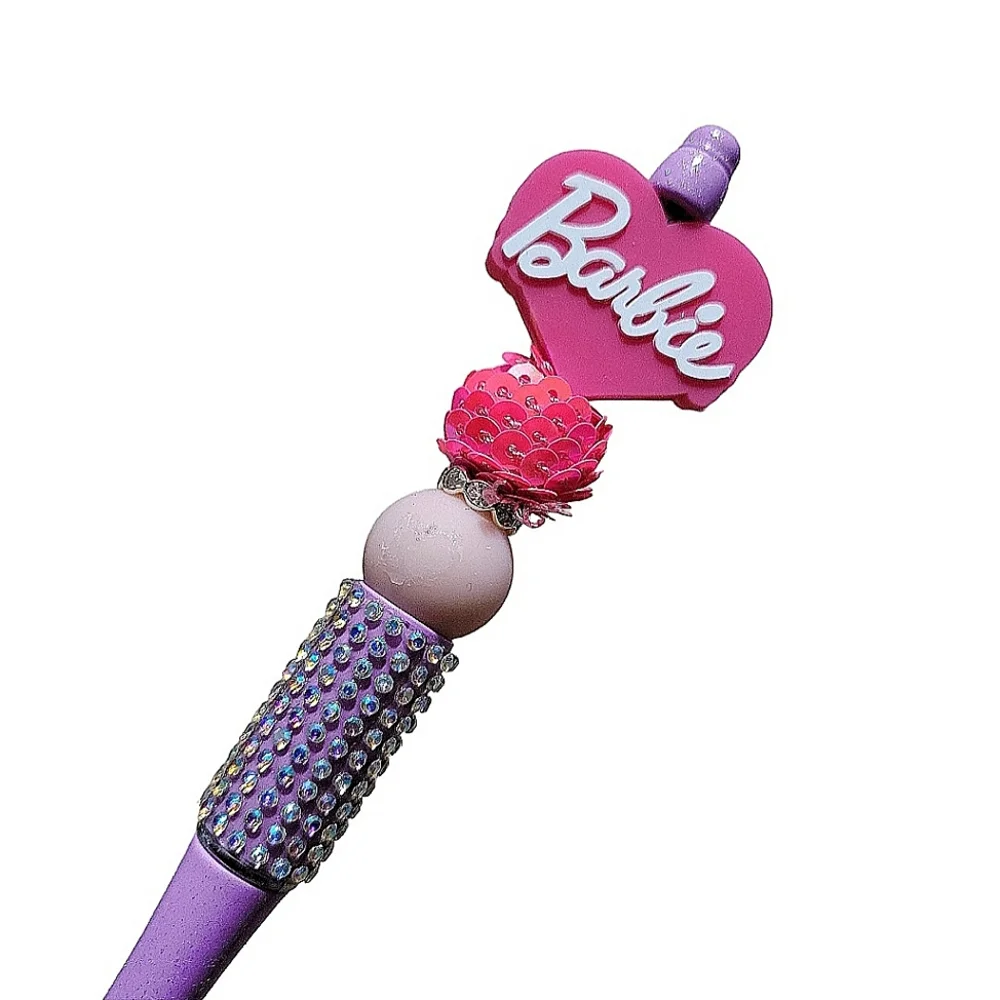 Barbie Pink Beaded Ballpoint Twist Pen Focal Bead